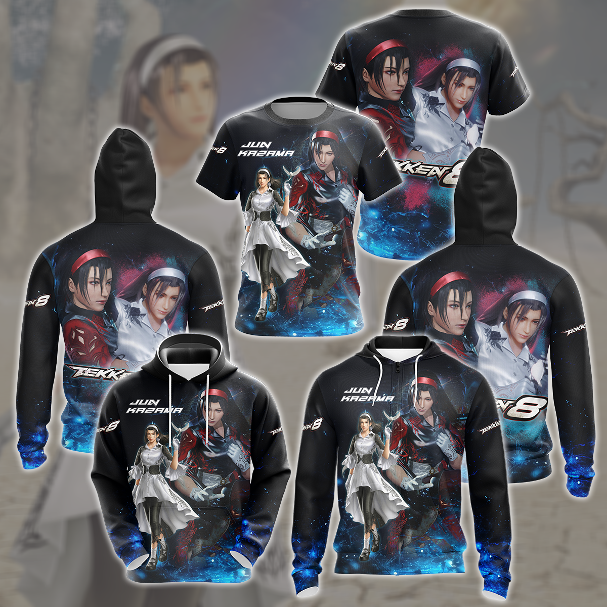 Tekken 8 Jun Kazama Video Game All Over Printed T-shirt Tank Top Zip Hoodie Pullover Hoodie Hawaiian Shirt Beach Shorts Joggers