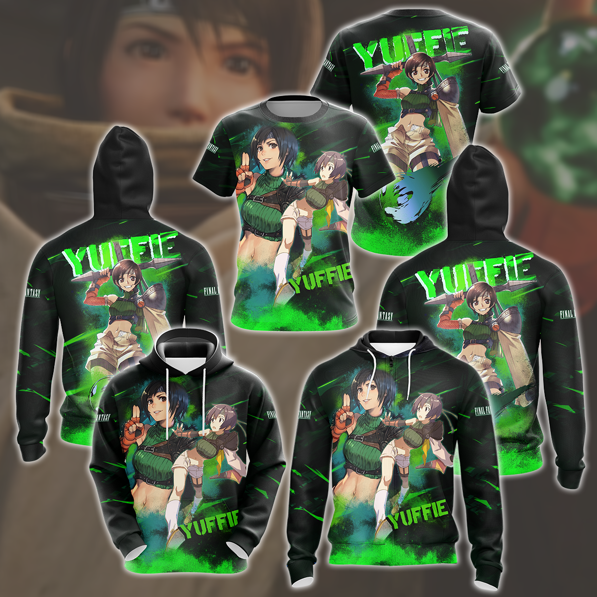 Final Fantasy VII Rebirth Yuffie Kisaragi Video Game All Over Printed T-shirt Tank Top Zip Hoodie Pullover Hoodie Hawaiian Shirt Beach Shorts Joggers