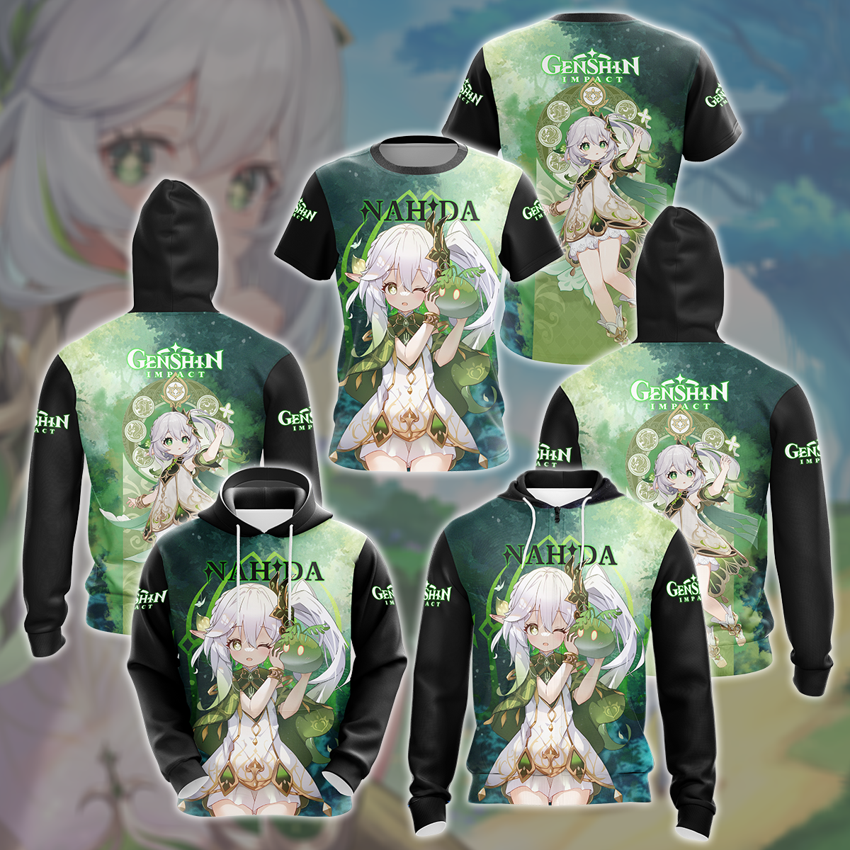 Genshin Impact Nahida Video Game All Over Printed T-shirt Tank Top Zip Hoodie Pullover Hoodie Hawaiian Shirt Beach Shorts Joggers