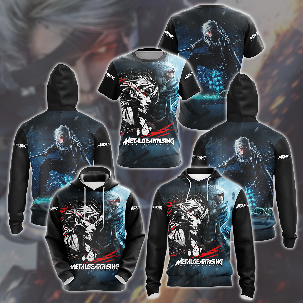 Metal Gear Rising: Revengeance Video Game All Over Printed T-shirt Tank Top Zip Hoodie Pullover Hoodie Hawaiian Shirt Beach Shorts Joggers