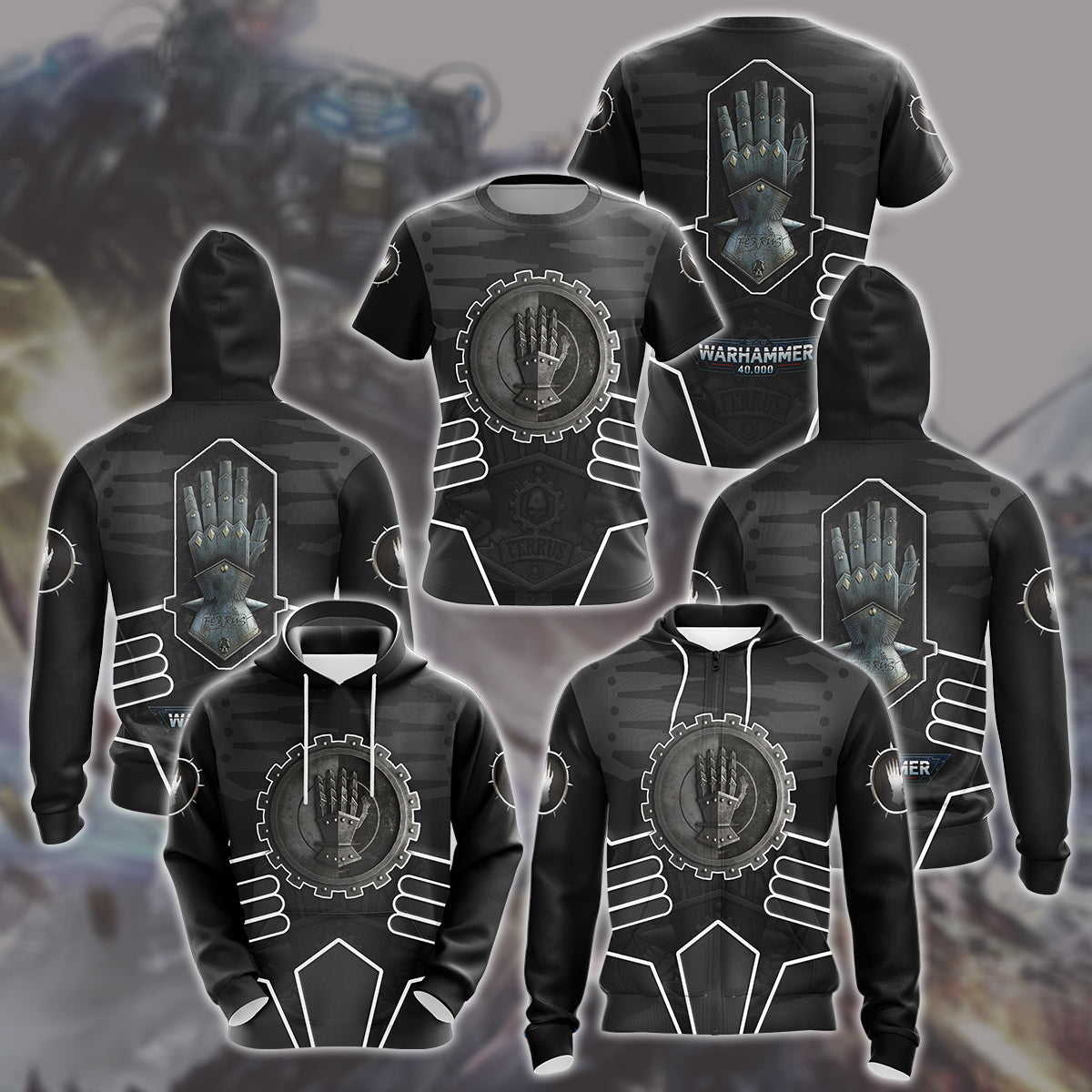 Warhammer 40K Iron Hands Video Game All Over Printed T-shirt Tank Top Zip Hoodie Pullover Hoodie Hawaiian Shirt Beach Shorts Joggers