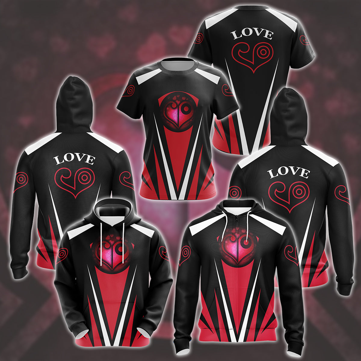 Digimon The Crest Of Love Video Game All Over Printed T-shirt Tank Top Zip Hoodie Pullover Hoodie Hawaiian Shirt Beach Shorts Joggers