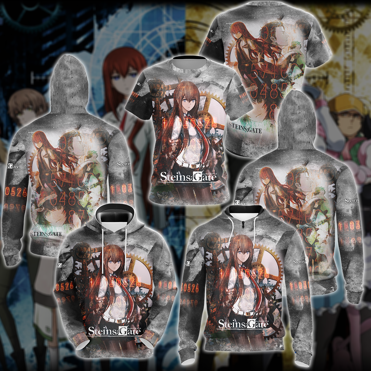 Steins;Gate Anime All-Over T-shirt Hoodie Tank Top Hawaiian Shirt Beach Shorts Joggers