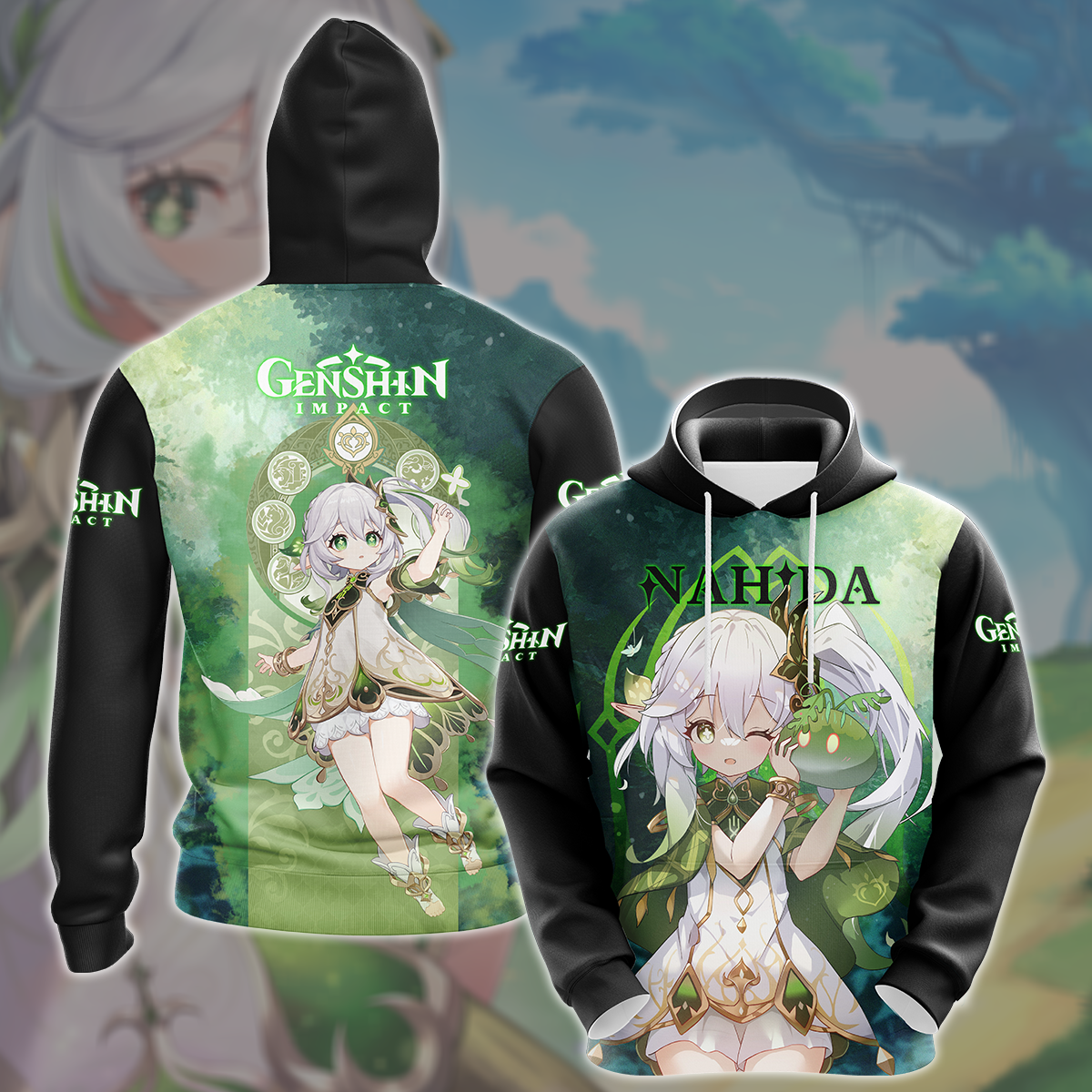 Genshin Impact Nahida Video Game All Over Printed T-shirt Tank Top Zip Hoodie Pullover Hoodie Hawaiian Shirt Beach Shorts Joggers Hoodie S