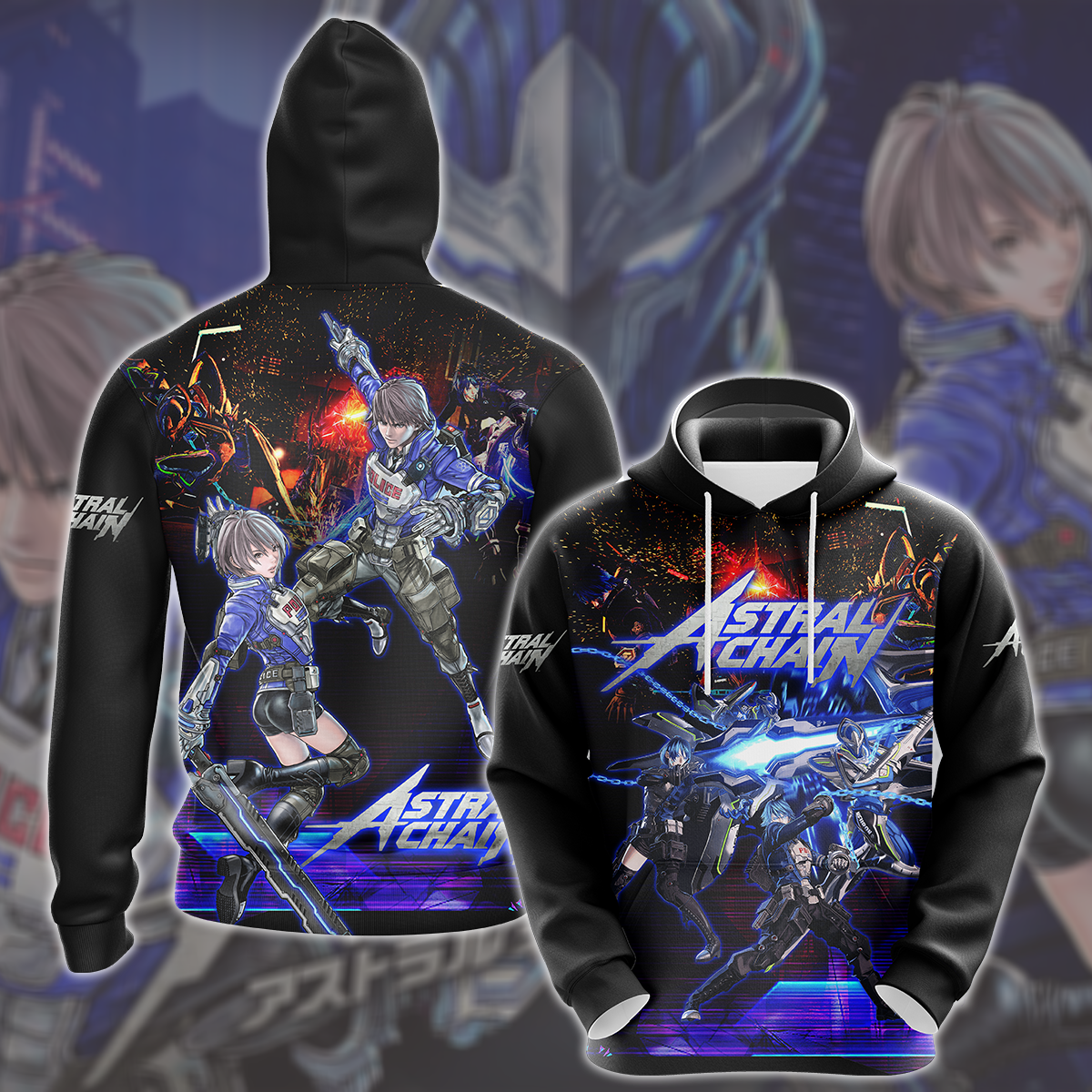 Astral Chain Video Game All Over Printed T-shirt Tank Top Zip Hoodie Pullover Hoodie Hawaiian Shirt Beach Shorts Joggers Hoodie S
