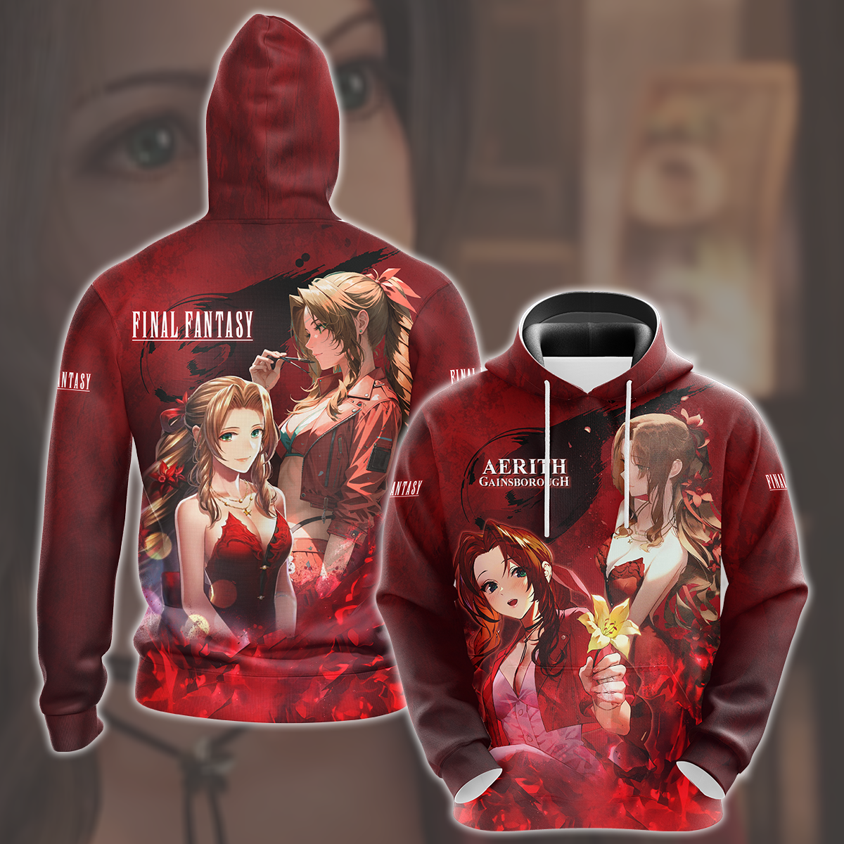 Final Fantasy VII Rebirth Aerith Gainsborough Video Game All Over Printed T-shirt Tank Top Zip Hoodie Pullover Hoodie Hawaiian Shirt Beach Shorts Joggers Hoodie S