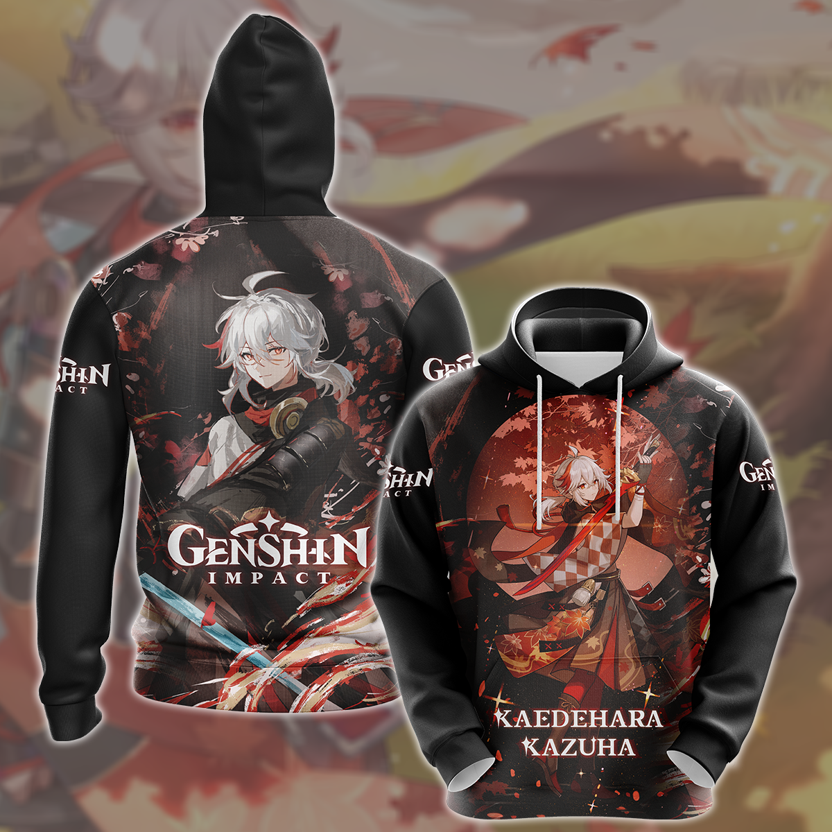 Genshin Impact Kaedehara Kazuha Video Game All Over Printed T-shirt Tank Top Zip Hoodie Pullover Hoodie Hawaiian Shirt Beach Shorts Joggers Hoodie S