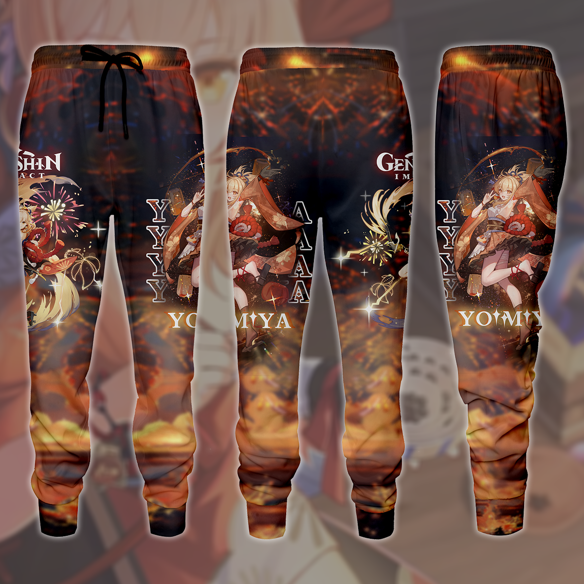 Genshin Impact Yoimiya Video Game All Over Printed T-shirt Tank Top Zip Hoodie Pullover Hoodie Hawaiian Shirt Beach Shorts Joggers Joggers S
