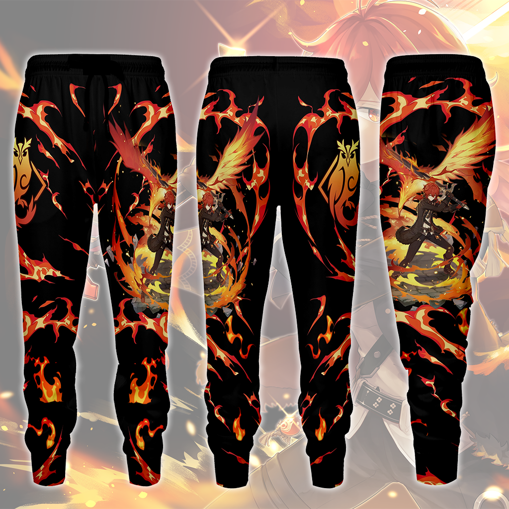 Genshin Impact Diluc Video Game All Over Printed T-shirt Tank Top Zip Hoodie Pullover Hoodie Hawaiian Shirt Beach Shorts Joggers Joggers S