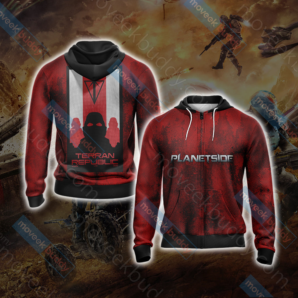 Planetside - Terran Republic Unisex 3D T-shirt Zip Hoodie XS