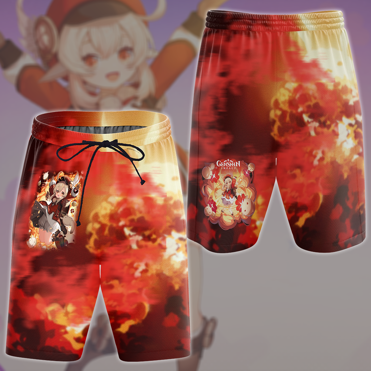 Genshin Impact Klee Video Game All Over Printed T-shirt Tank Top Zip Hoodie Pullover Hoodie Hawaiian Shirt Beach Shorts Joggers Beach Shorts S
