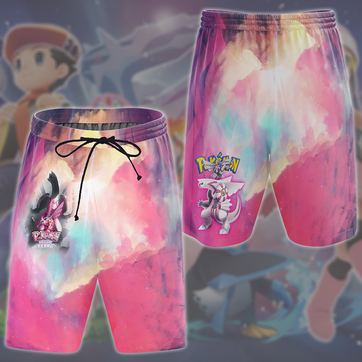 Pokemon Shining Pearl Video Game All Over Printed T-shirt Tank Top Zip Hoodie Pullover Hoodie Hawaiian Shirt Beach Shorts Joggers Beach Shorts S