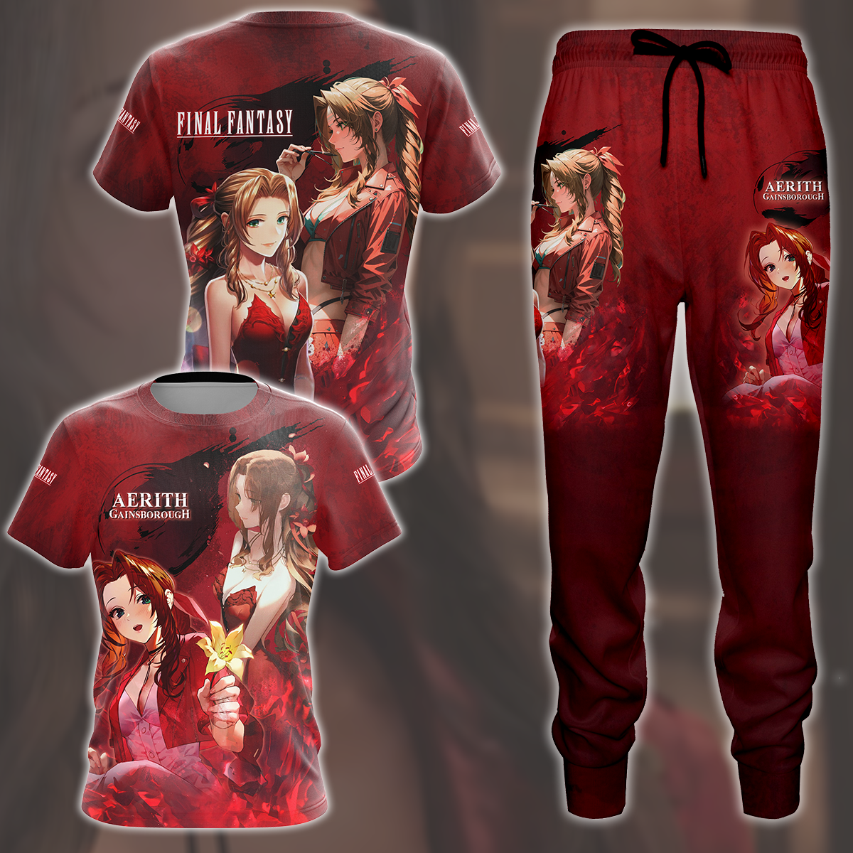 Final Fantasy VII Rebirth Aerith Gainsborough Video Game All Over Printed T-shirt Tank Top Zip Hoodie Pullover Hoodie Hawaiian Shirt Beach Shorts Joggers