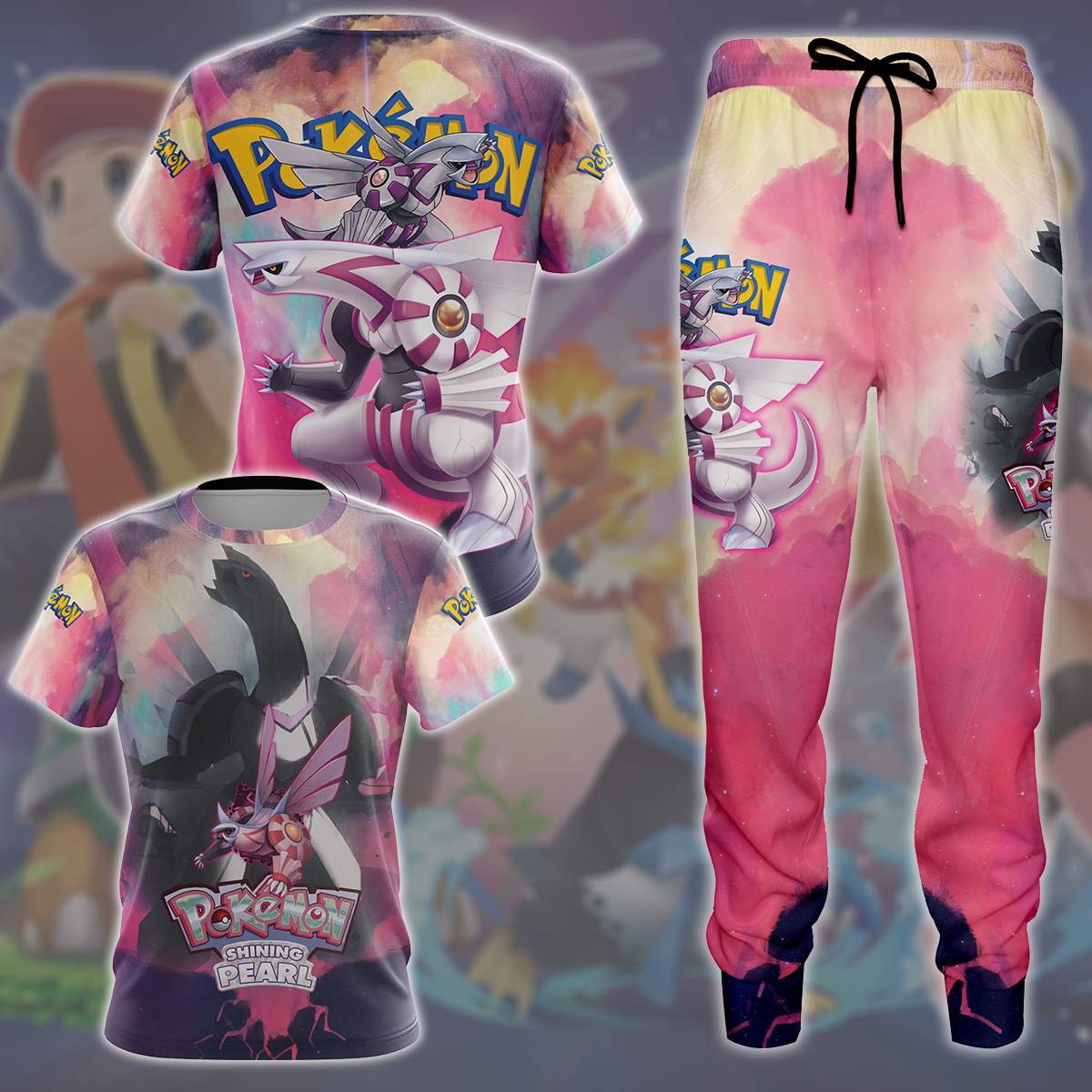 Pokemon Shining Pearl Video Game All Over Printed T-shirt Tank Top Zip Hoodie Pullover Hoodie Hawaiian Shirt Beach Shorts Joggers