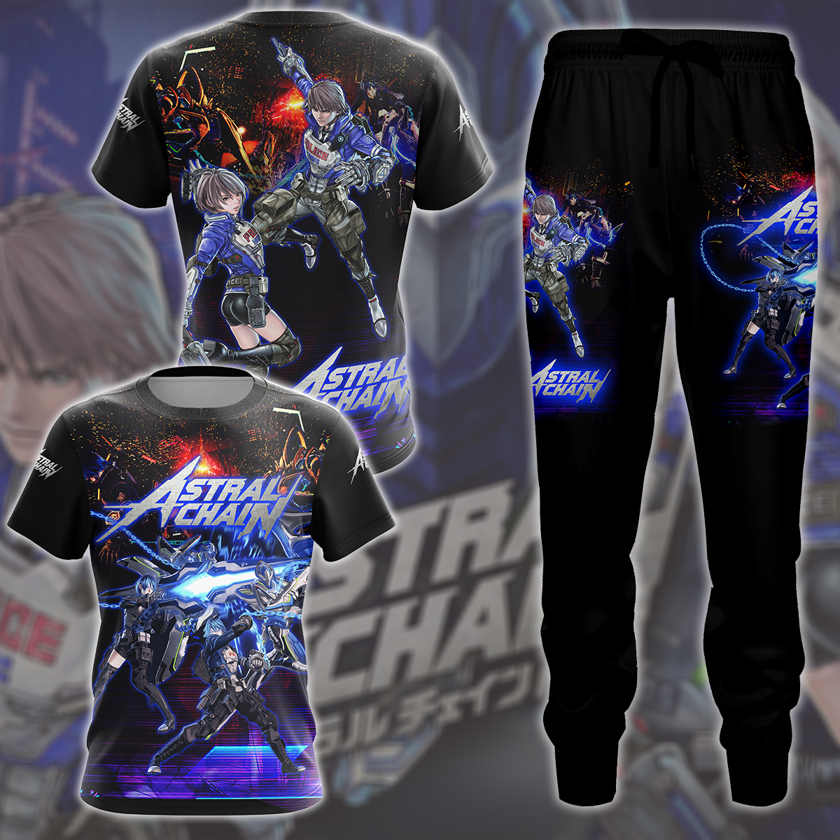 Astral Chain Video Game All Over Printed T-shirt Tank Top Zip Hoodie Pullover Hoodie Hawaiian Shirt Beach Shorts Joggers