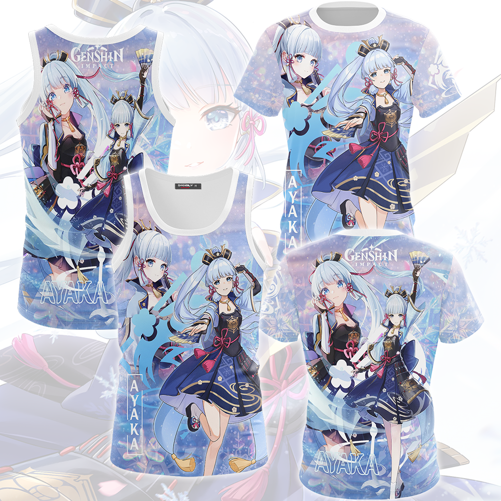 Genshin Impact Ayaka Video Game All Over Printed T-shirt Tank Top Zip Hoodie Pullover Hoodie Hawaiian Shirt Beach Shorts Joggers