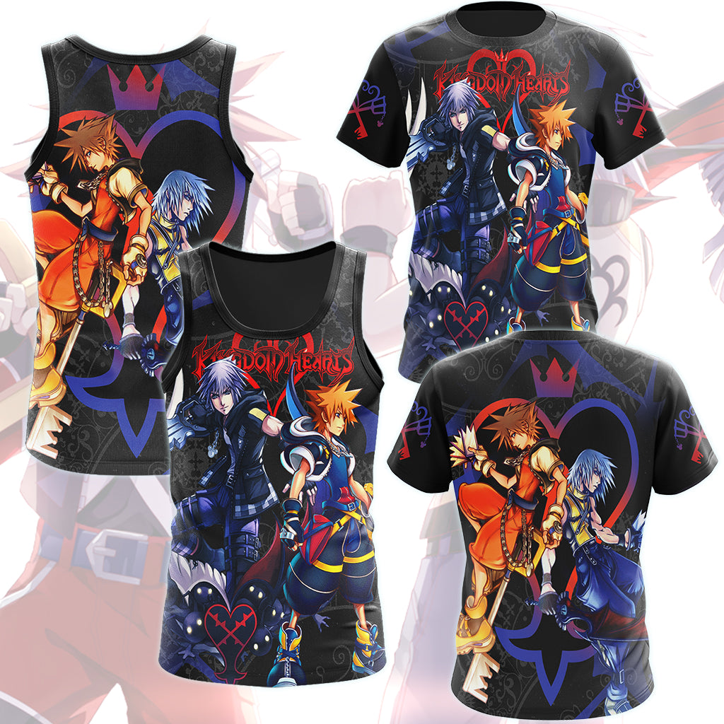 Kingdom Hearts Sora and Riku Video Game All Over Printed T-shirt Tank Top Zip Hoodie Pullover Hoodie Hawaiian Shirt Beach Shorts Joggers