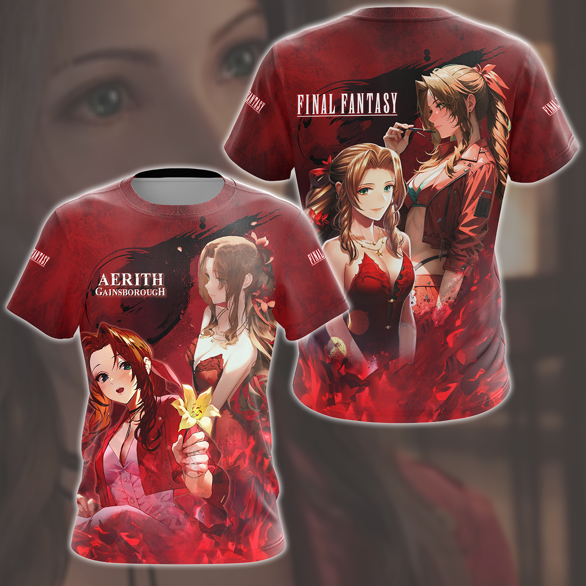 Final Fantasy VII Rebirth Aerith Gainsborough Video Game All Over Printed T-shirt Tank Top Zip Hoodie Pullover Hoodie Hawaiian Shirt Beach Shorts Joggers T-shirt S