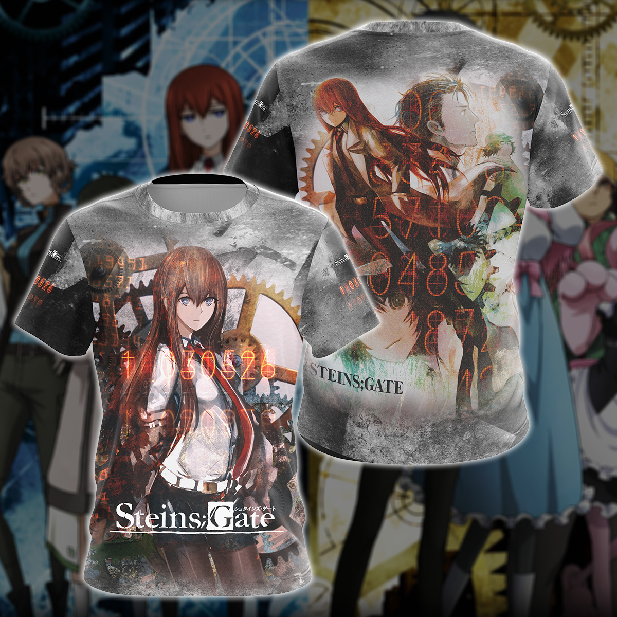 Steins;Gate Anime All-Over T-shirt Hoodie Tank Top Hawaiian Shirt Steins;Gate Anime All-Over T-shirt Hoodie Tank Top Hawaiian Shirt