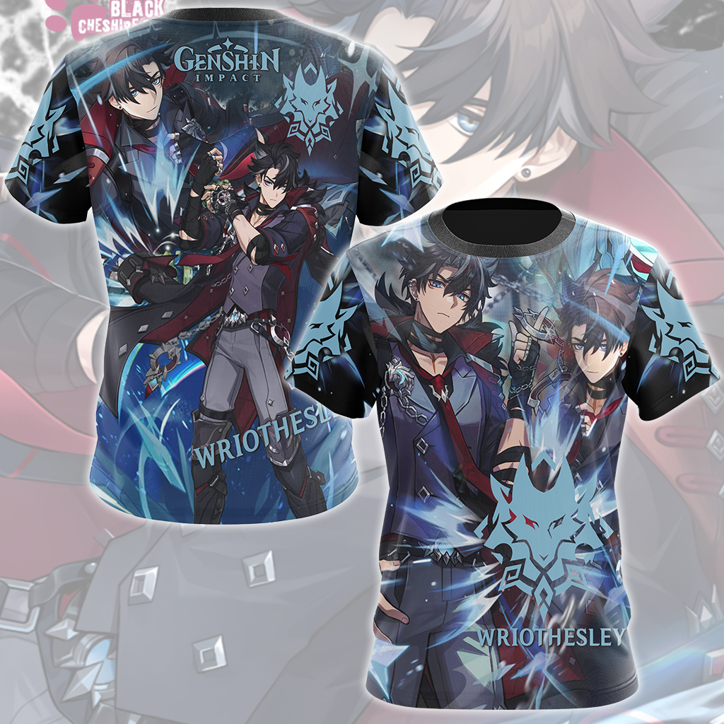 Genshin Impact Wriothesley Video Game All Over Printed T-shirt Tank Top Zip Hoodie Pullover Hoodie Hawaiian Shirt Beach Shorts Joggers T-shirt S