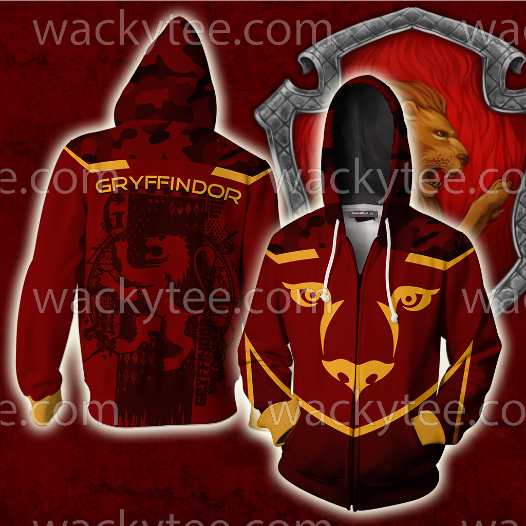 Gryffindor Let Deeds Reveal Your Heart Harry Potter 3D T-shirt Zip Hoodie S