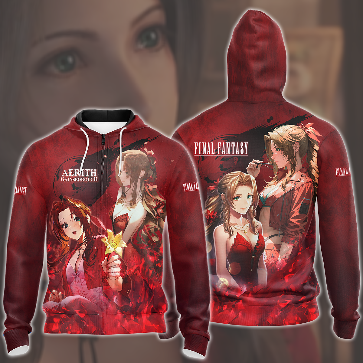 Final Fantasy VII Rebirth Aerith Gainsborough Video Game All Over Printed T-shirt Tank Top Zip Hoodie Pullover Hoodie Hawaiian Shirt Beach Shorts Joggers Zip Hoodie S