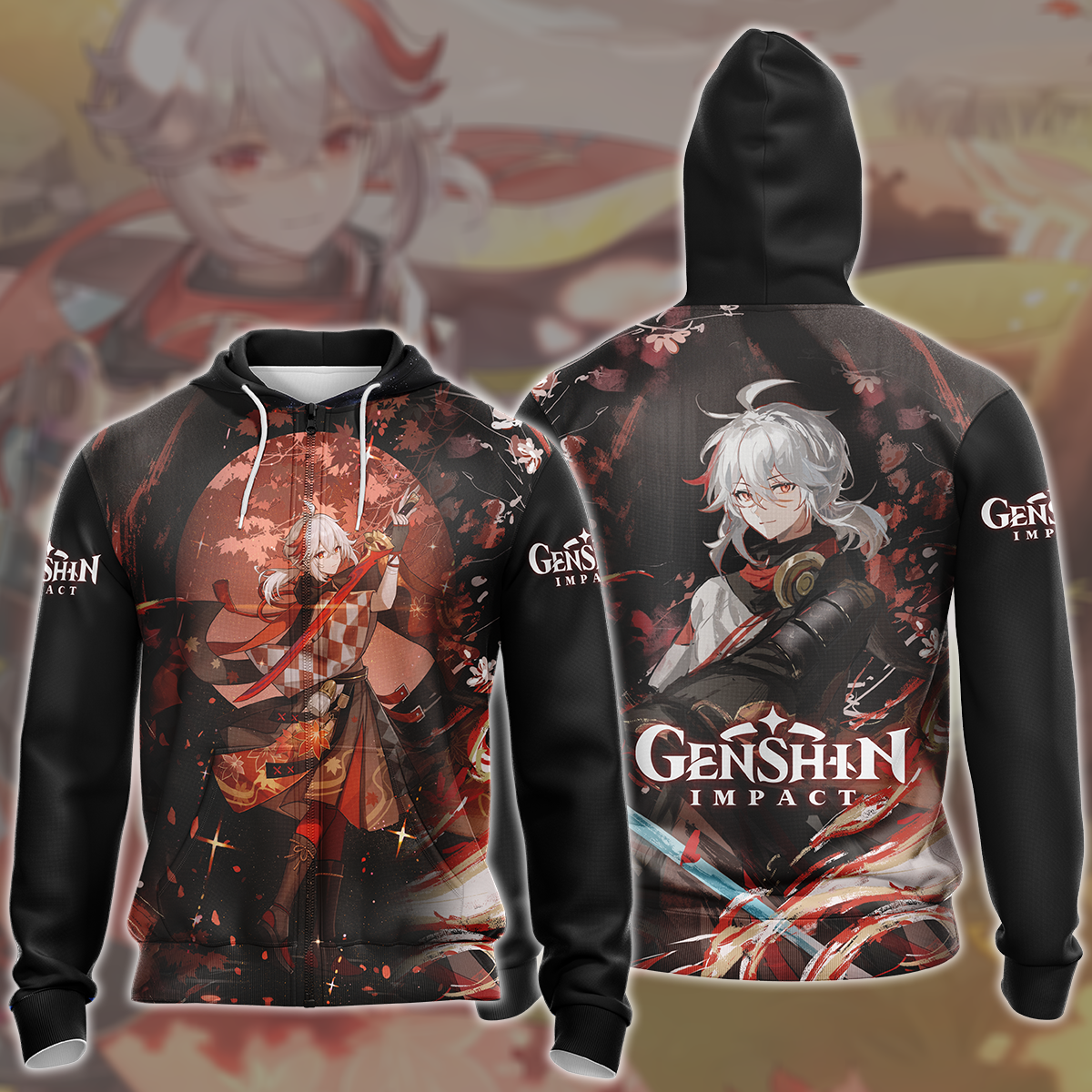 Genshin Impact Kaedehara Kazuha Video Game All Over Printed T-shirt Tank Top Zip Hoodie Pullover Hoodie Hawaiian Shirt Beach Shorts Joggers Zip Hoodie S