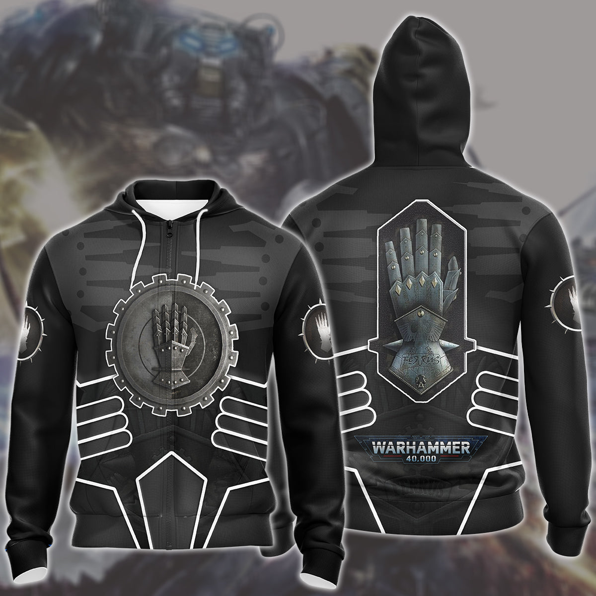 Warhammer 40K Iron Hands Video Game All Over Printed T-shirt Tank Top Zip Hoodie Pullover Hoodie Hawaiian Shirt Beach Shorts Joggers Zip Hoodie S
