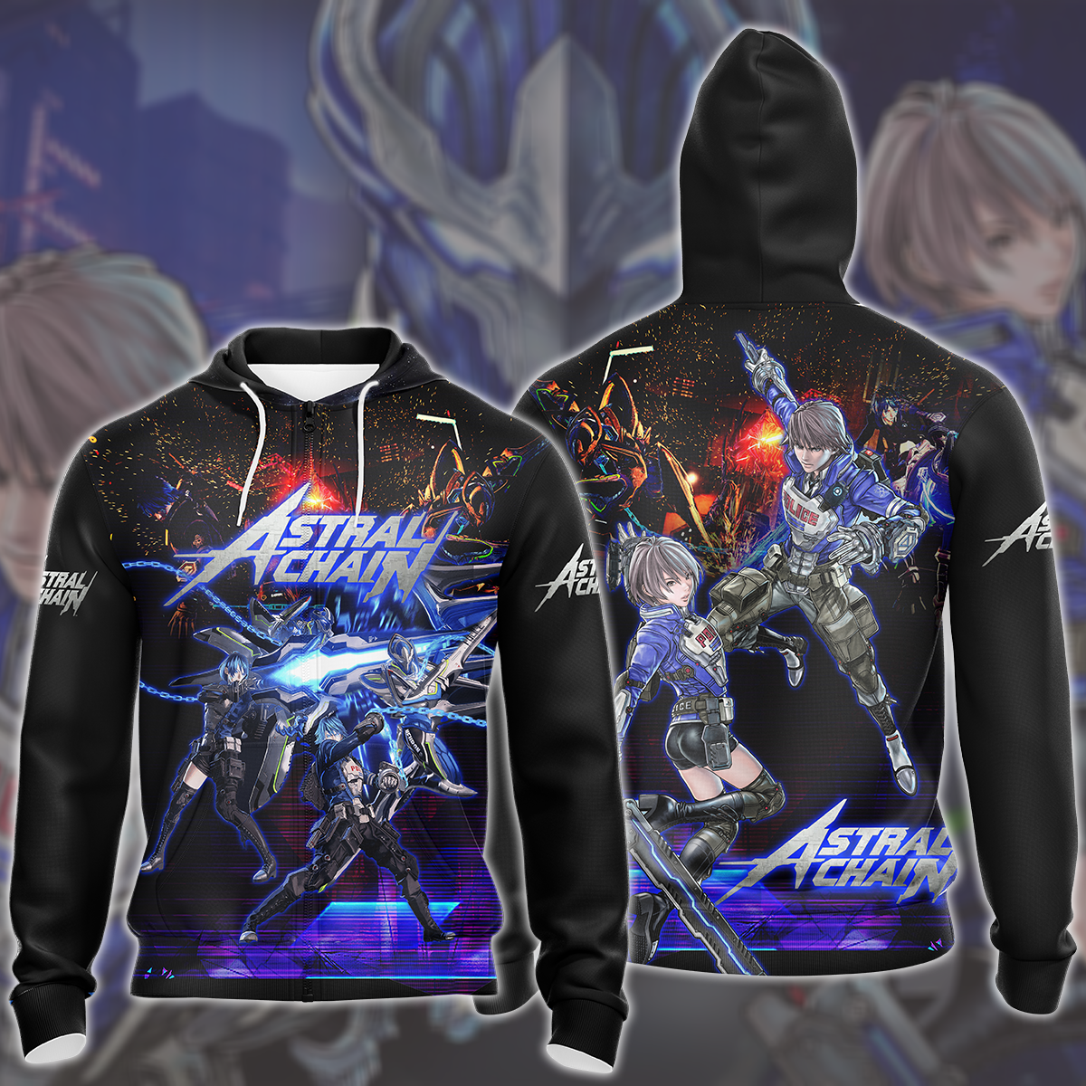 Astral Chain Video Game All Over Printed T-shirt Tank Top Zip Hoodie Pullover Hoodie Hawaiian Shirt Beach Shorts Joggers Zip Hoodie S