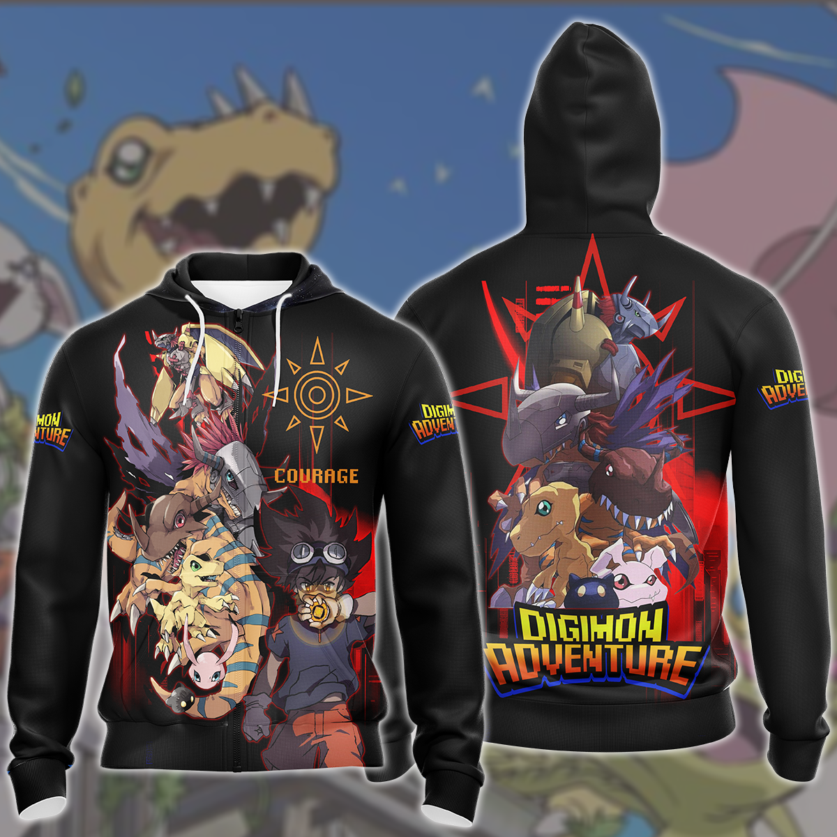 Digimon Video Game All Over Printed T-shirt Tank Top Zip Hoodie Pullover Hoodie Hawaiian Shirt Beach Shorts Joggers Zip Hoodie S