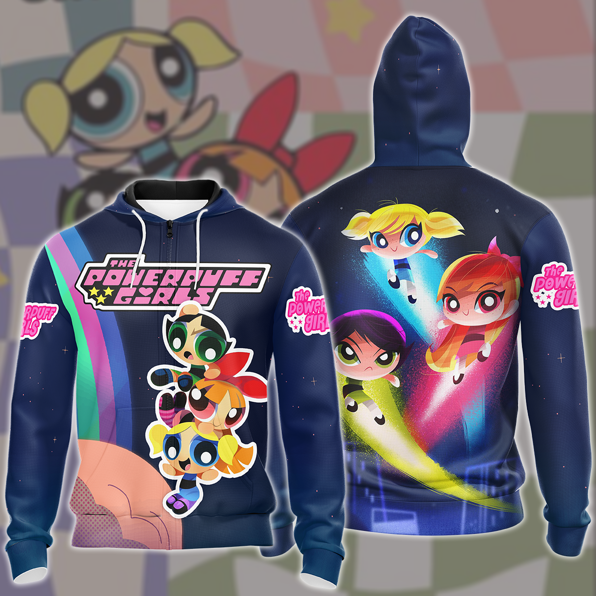 Powerpuff Girls TV Series All Over Printed T-shirt Tank Top Zip Hoodie Pullover Hoodie Hawaiian Shirt Beach Shorts Joggers Zip Hoodie S