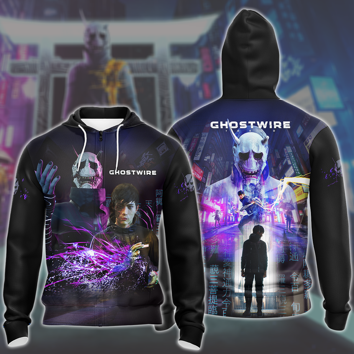 Ghostwire: Tokyo Video Game All Over Printed T-shirt Tank Top Zip Hoodie Pullover Hoodie Hawaiian Shirt Beach Shorts Joggers Zip Hoodie S