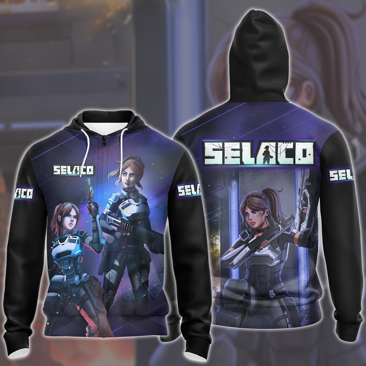 Selaco Video Game All Over Printed T-shirt Tank Top Zip Hoodie Pullover Hoodie Hawaiian Shirt Beach Shorts Joggers Zip Hoodie S