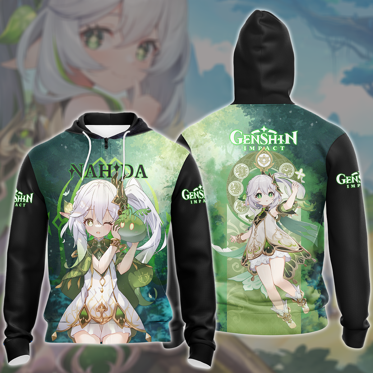Genshin Impact Nahida Video Game All Over Printed T-shirt Tank Top Zip Hoodie Pullover Hoodie Hawaiian Shirt Beach Shorts Joggers Zip Hoodie S
