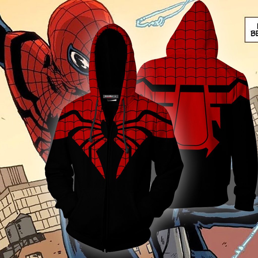 The Superior Spider-Man Cosplay 3D Hoodie Zip Hoodie S