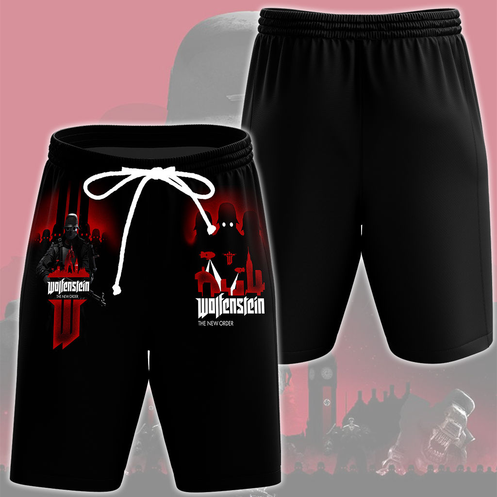 Wolfenstein: The New Order Video Game All Over Printed T-shirt Tank Top Zip Hoodie Pullover Hoodie Hawaiian Shirt Beach Shorts Joggers Beach Shorts S
