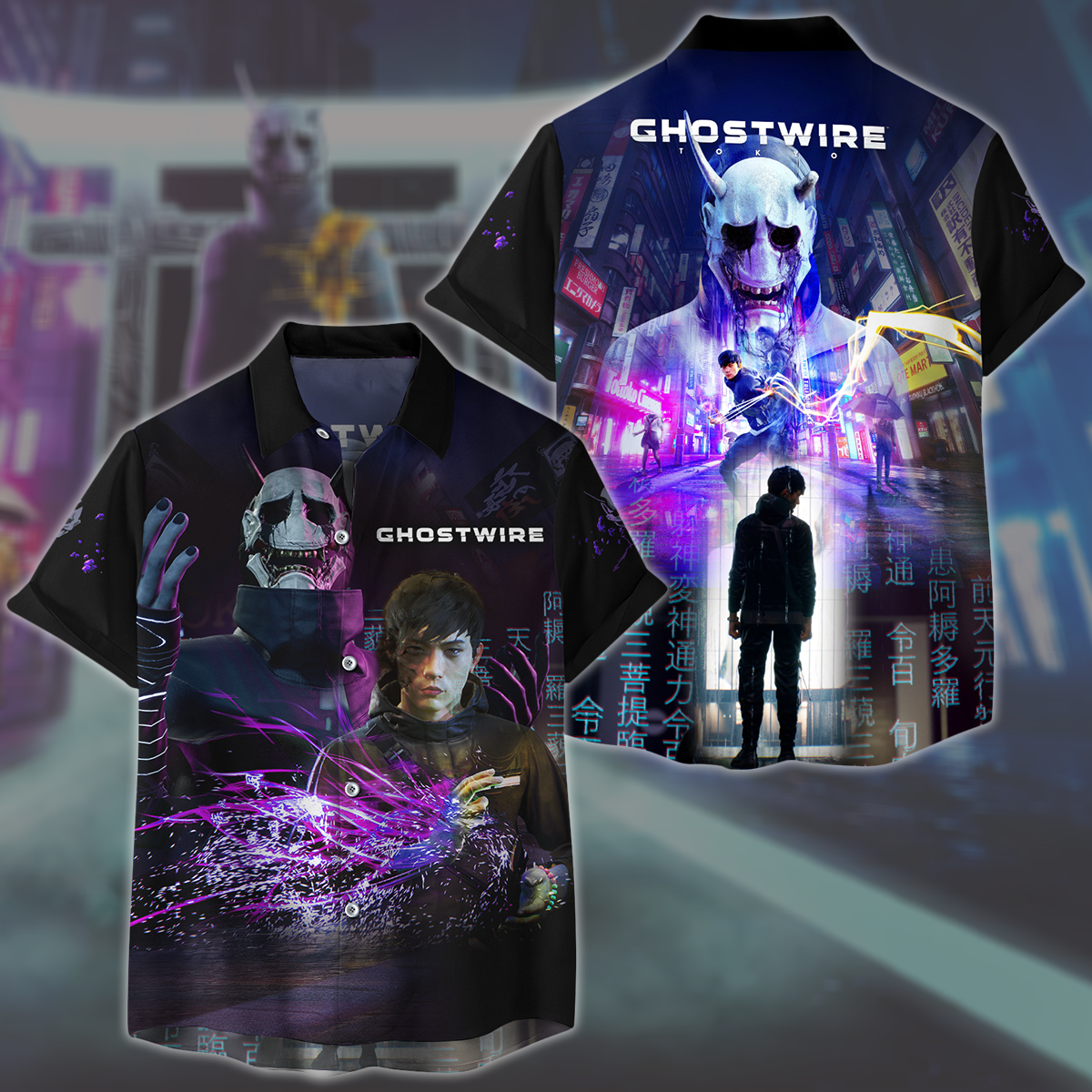 Ghostwire: Tokyo Video Game All Over Printed T-shirt Tank Top Zip Hoodie Pullover Hoodie Hawaiian Shirt Beach Shorts Joggers Hawaiian Shirt S