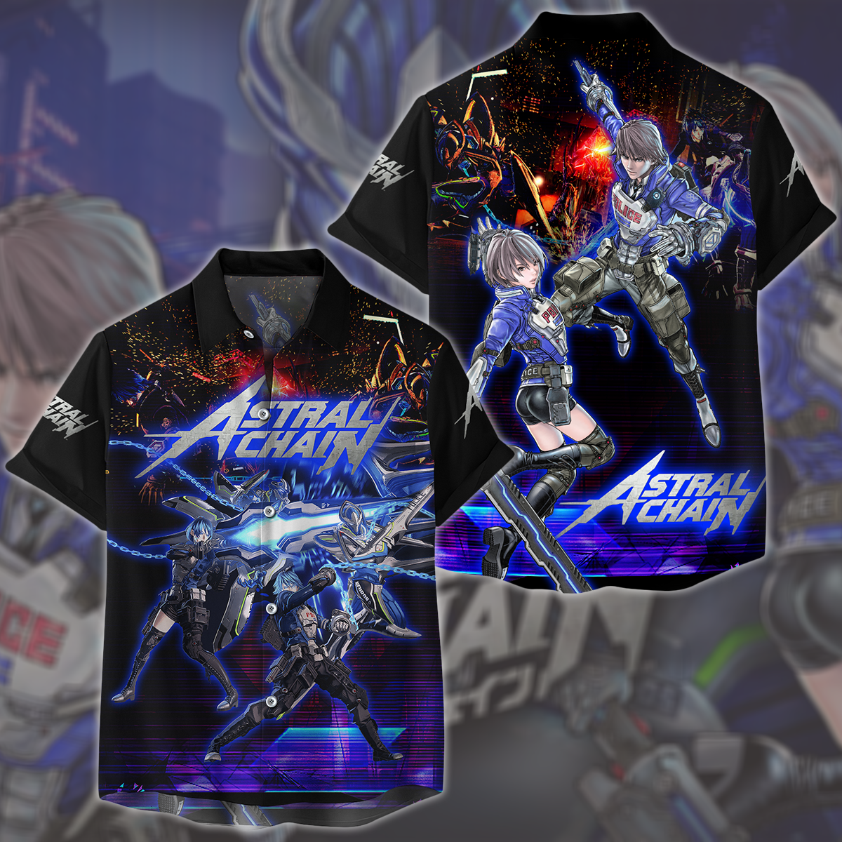 Astral Chain Video Game All Over Printed T-shirt Tank Top Zip Hoodie Pullover Hoodie Hawaiian Shirt Beach Shorts Joggers Hawaiian Shirt S