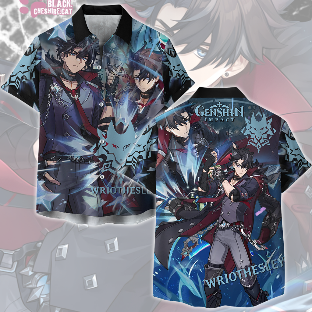 Genshin Impact Wriothesley Video Game All Over Printed T-shirt Tank Top Zip Hoodie Pullover Hoodie Hawaiian Shirt Beach Shorts Joggers Hawaiian Shirt S