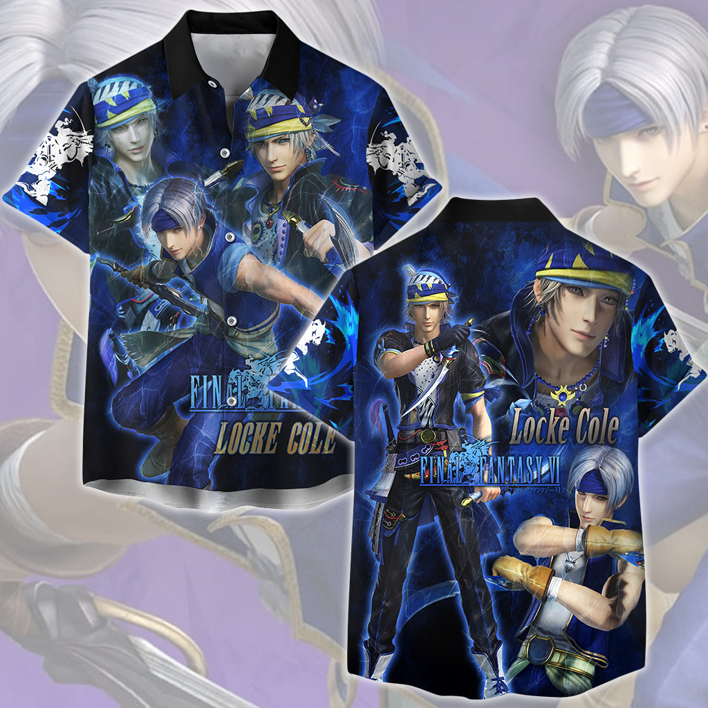 Final Fantasy VI Locke Cole Video Game All Over Printed T-shirt Tank Top Zip Hoodie Pullover Hoodie Hawaiian Shirt Beach Shorts Joggers Hawaiian Shirt S