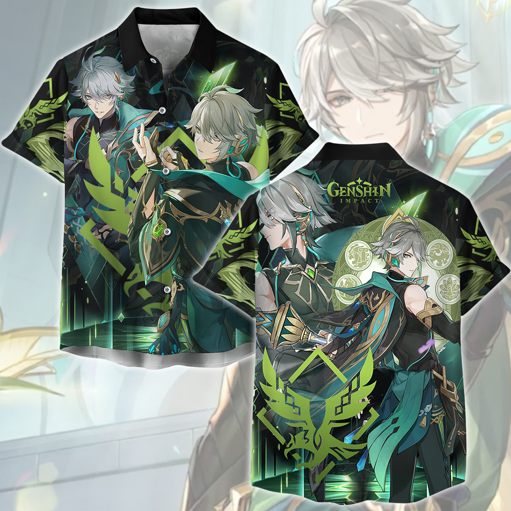 Genshin Impact Alhaitham Video Game All Over Printed T-shirt Tank Top Zip Hoodie Pullover Hoodie Hawaiian Shirt Beach Shorts Joggers Hawaiian Shirt S