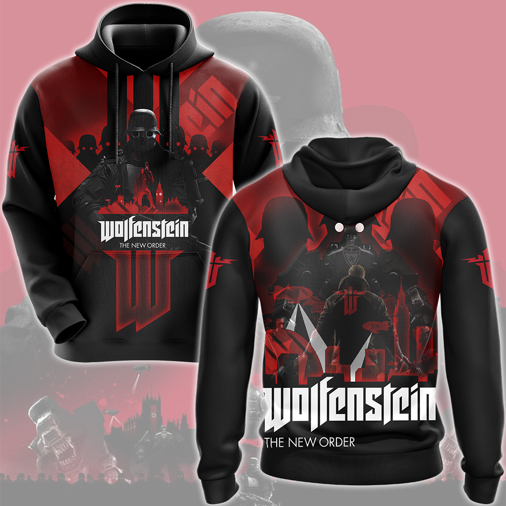 Wolfenstein: The New Order Video Game All Over Printed T-shirt Tank Top Zip Hoodie Pullover Hoodie Hawaiian Shirt Beach Shorts Joggers Hoodie S