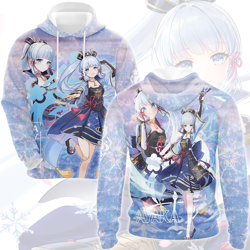 Genshin Impact Ayaka Video Game All Over Printed T-shirt Tank Top Zip Hoodie Pullover Hoodie Hawaiian Shirt Beach Shorts Joggers Hoodie S