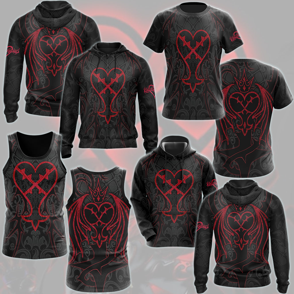 Kingdom Hearts Symbols The Heartless Emblem Video Game All Over Printed T-shirt Tank Top Zip Hoodie Pullover Hoodie Hawaiian Shirt Beach Shorts Joggers