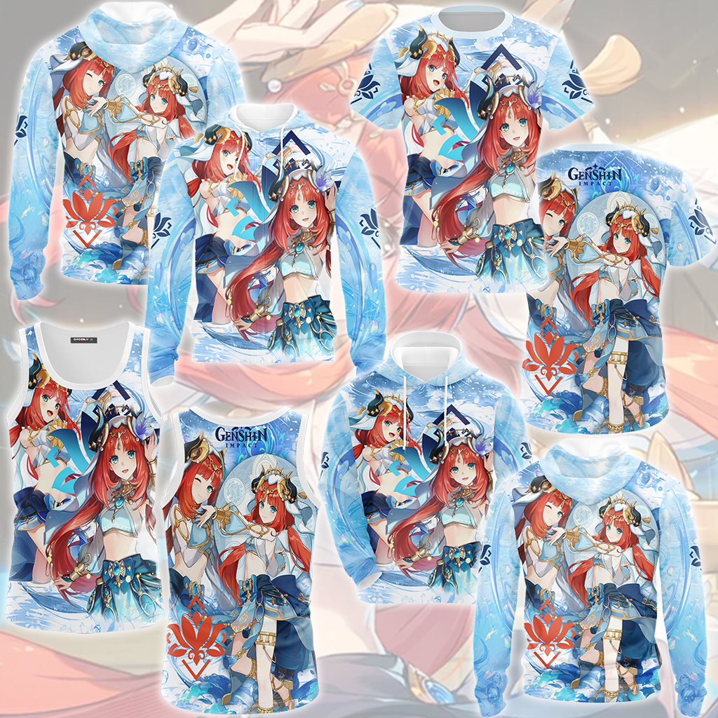 Genshin Impact Nilou Video Game All Over Printed T-shirt Tank Top Zip Hoodie Pullover Hoodie Hawaiian Shirt Beach Shorts Joggers