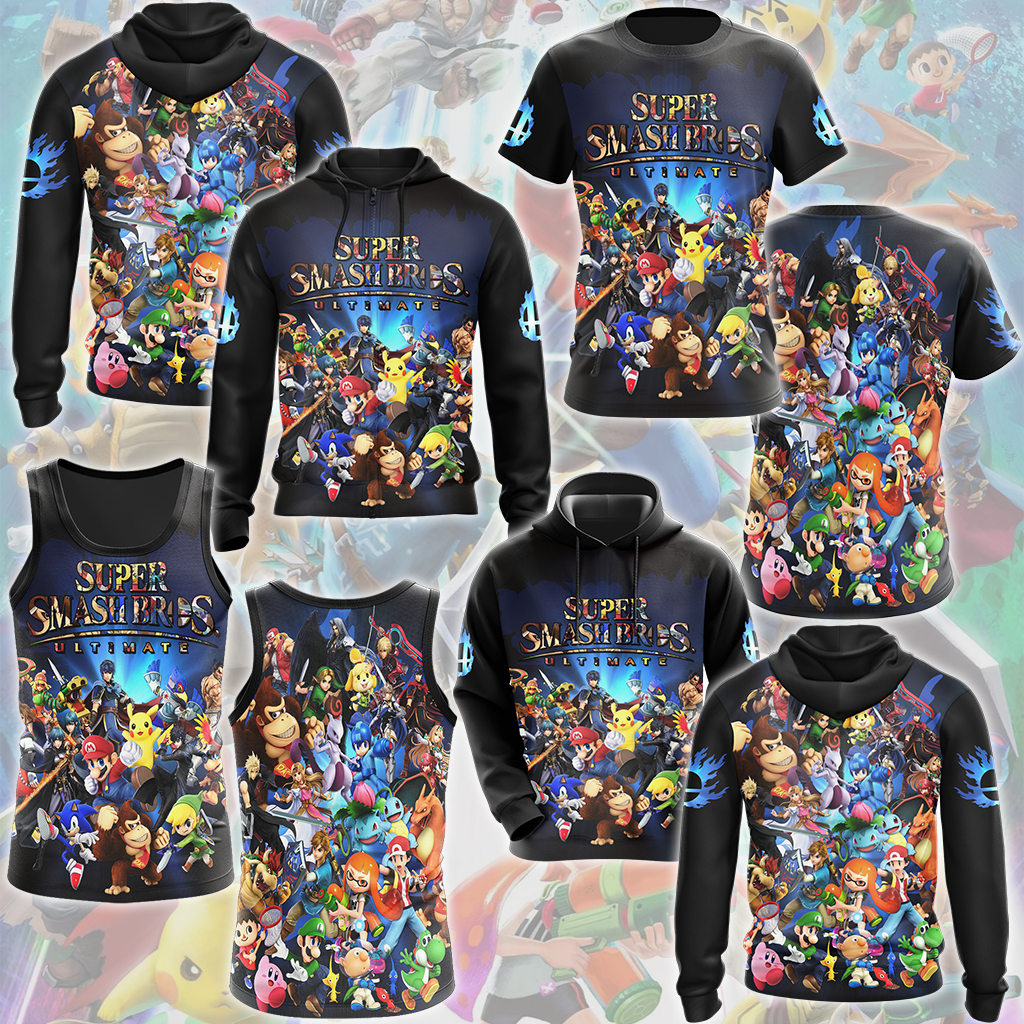 Super Smash Bros. Ultimate Video Game All Over Printed T-shirt Tank Top Zip Hoodie Pullover Hoodie Hawaiian Shirt Beach Shorts Joggers