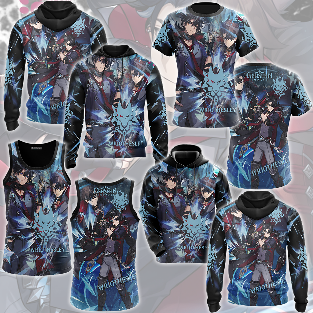 Genshin Impact Wriothesley Video Game All Over Printed T-shirt Tank Top Zip Hoodie Pullover Hoodie Hawaiian Shirt Beach Shorts Joggers