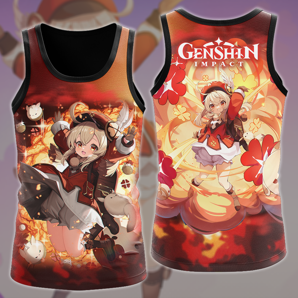 Genshin Impact Klee Video Game All Over Printed T-shirt Tank Top Zip Hoodie Pullover Hoodie Hawaiian Shirt Beach Shorts Joggers Tank Top S