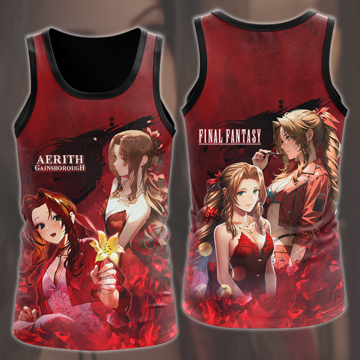 Final Fantasy VII Rebirth Aerith Gainsborough Video Game All Over Printed T-shirt Tank Top Zip Hoodie Pullover Hoodie Hawaiian Shirt Beach Shorts Joggers Tank Top S