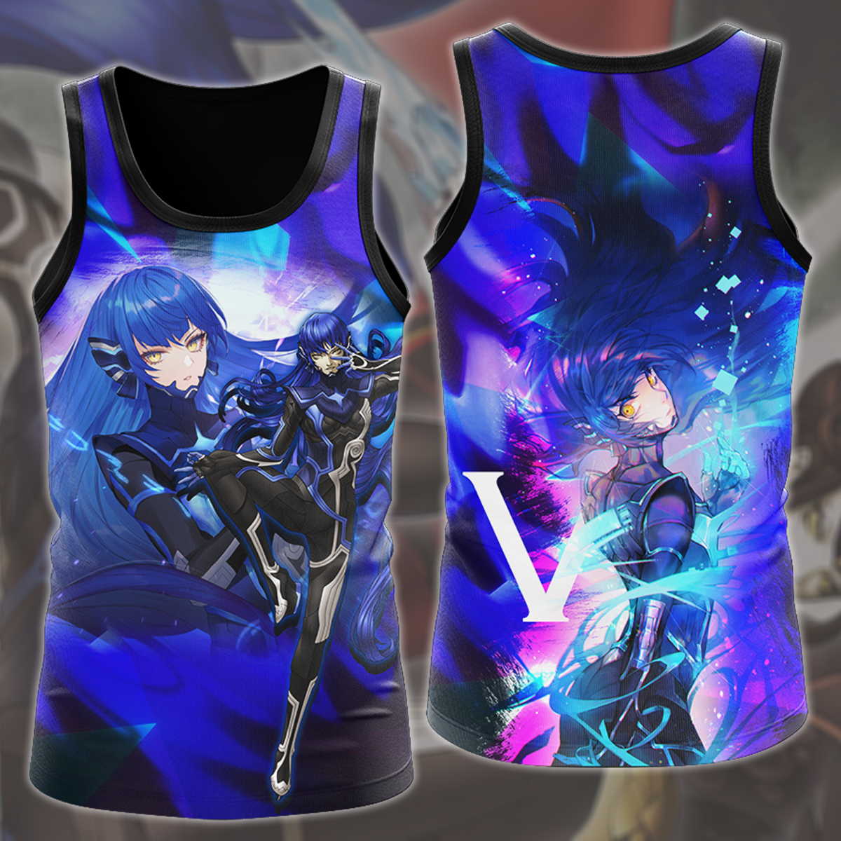 Shin Megami Tensei V Video Game All Over Printed T-shirt Tank Top Zip Hoodie Pullover Hoodie Hawaiian Shirt Beach Shorts Joggers Tank Top S